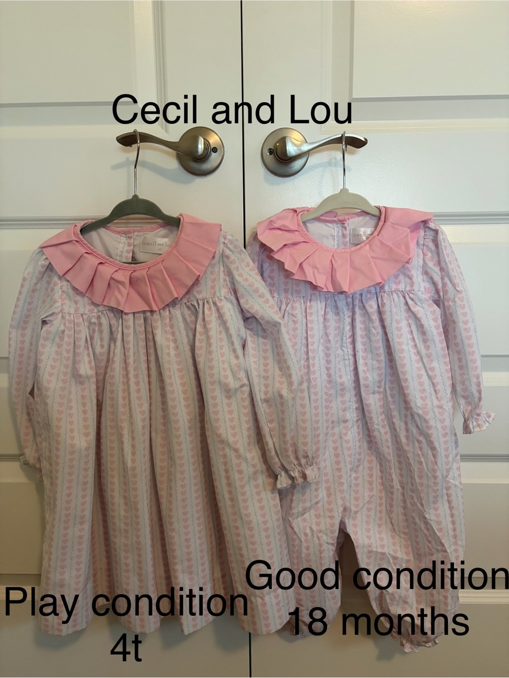 Cecil and Lou Girls' Pink Ruffle-Collar dress with matching romper